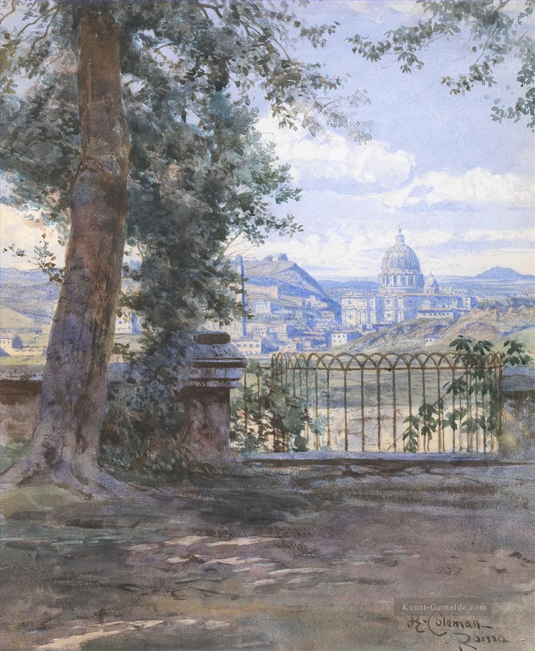 Vue de Rome depuis la Villa Pamphilj Enrico Coleman Genre Ölgemälde